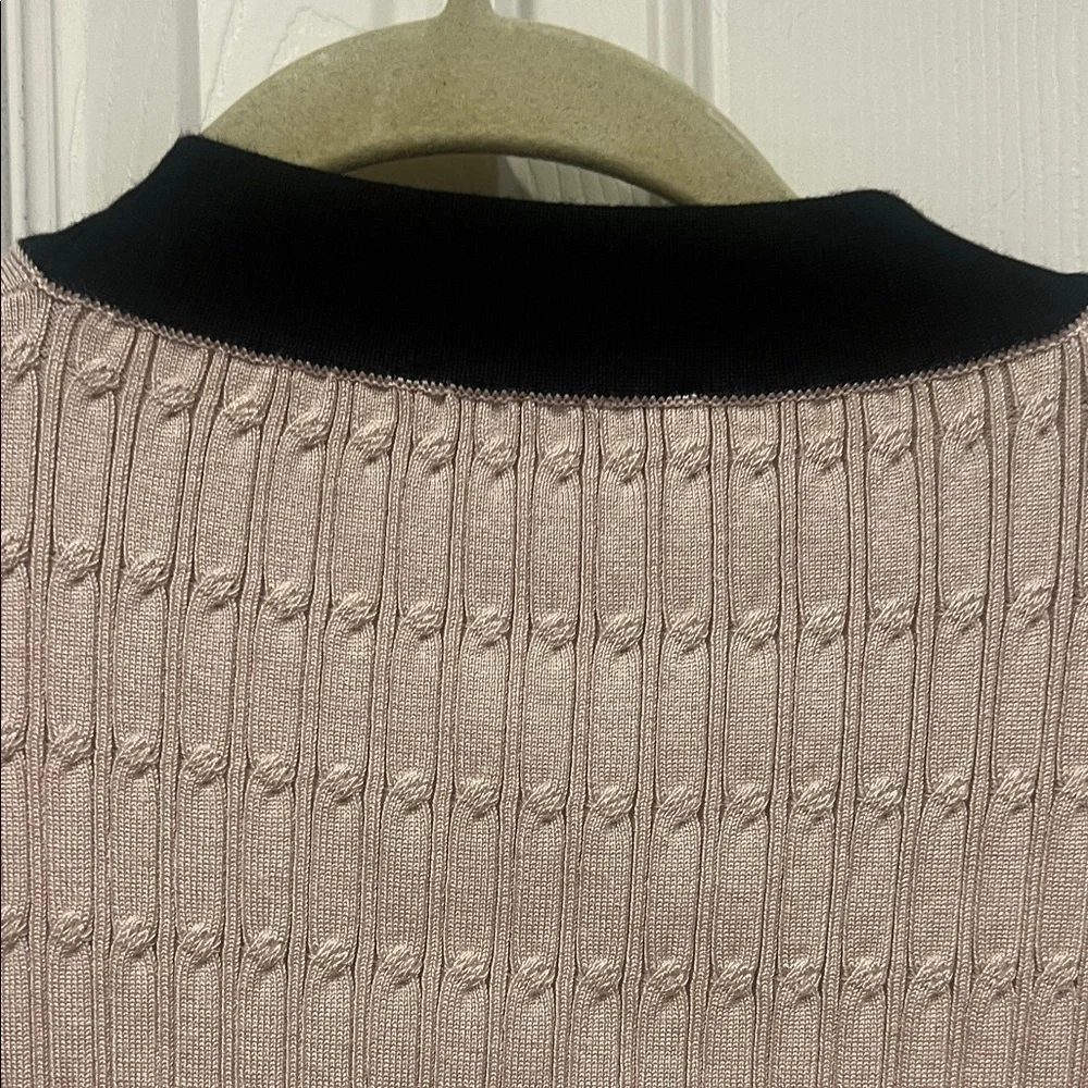 Adrianna Papell tan Cardigan with Black and gold Accents - Picture 9 of 10